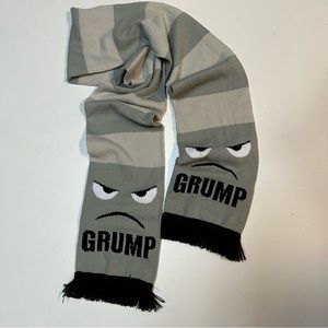 Archie McPhee Grump Scarf  Funny   68 x 7 in  Reversible. Polyester  Fringe